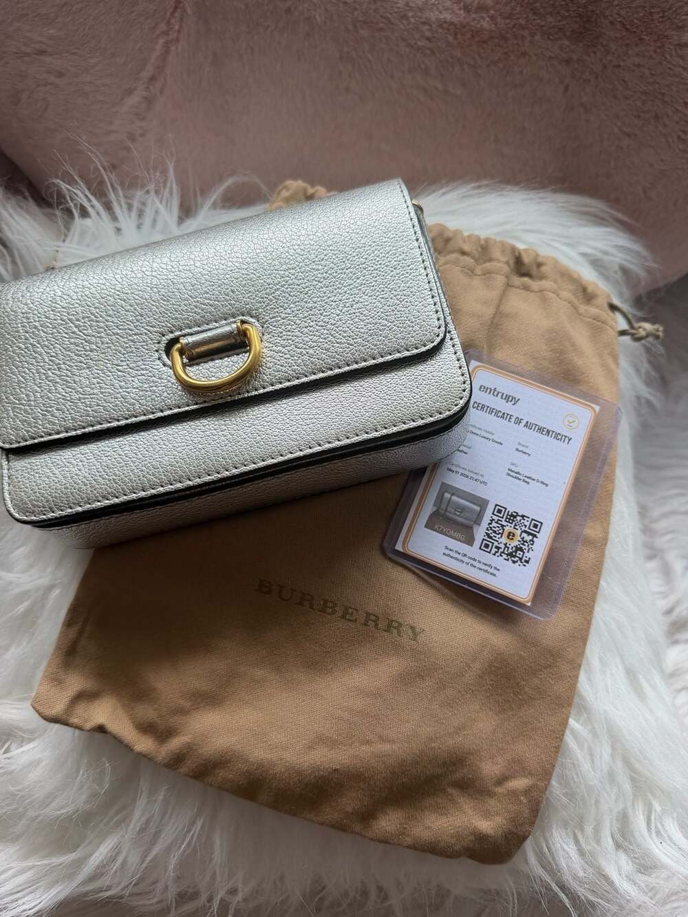 Burberry Metallic Leather D-Ring Shoulder Bag